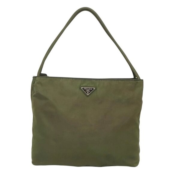 PRADA Shoulder Bag Nylon Khaki Silver Auth - Picture 3 of 16